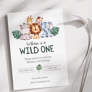 Invitations personnalisées Safari du 1er anniversaire ~ Invitations Wild One ~ Invitations pour la fête du 1er anniversaire ~ Invitations Safari ~ Wild One