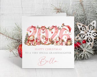 Personalised 2026 Christmas Card - Christmas Card for Daughter, Niece, Granddaughter - Festive Card for Kids - 2026