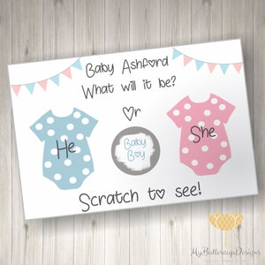 Personalised Gender Reveal Scratch Card: Baby Shower Idea