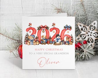 Personalised 2026 Christmas Card - Christmas Card for Son, Grandson, Daughter, Granddaughter - 1st Christmas Card - 2026 Christmas