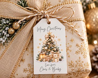 Personalised Christmas Gift Tags | Gold Christmas Tree Gift Tags | Luxury Christmas Present Tags | Custom Gift Labels
