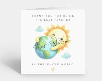 Personalised Teacher Thank You Card - Thank You Card for Teacher, Nursery Worker, Childminder