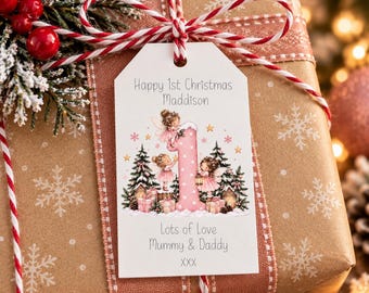 Personalised Fairy Christmas Gift Tag | Pink Fairy 1st Christmas Tag | Christmas Present Tags | From Mummy & Daddy | 2026