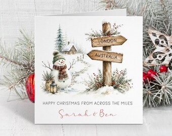Personalised Long Distance Christmas Card ~ Across the Miles Christmas Card ~  Overseas Greeting Card ~ Christmas