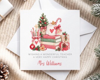 Personalised Teacher Christmas Card - Card for Teacher, Nursery Worker, Childminder - Christmas