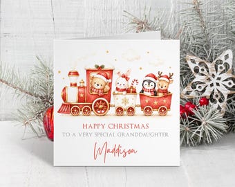 Personalised Santa Train Christmas Card - Christmas Card for Son, Grandson, Daughter, Granddaughter - Santa Train