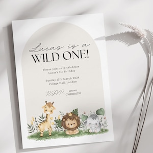 Inviti personalizzati per Safari per il primo compleanno ~ Inviti per Wild One ~ Inviti per la festa del primo compleanno ~ Inviti per Safari ~ Wild One