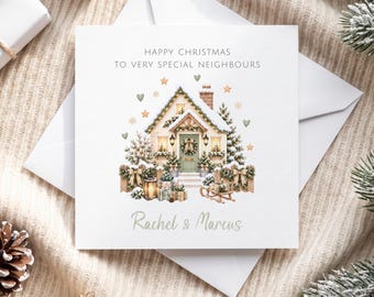Personalised Neighbours Christmas Card ~ From Our Home To Yours Christmas - Friends, Family Christmas Card