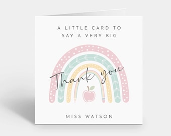 Personalised Teacher Thank You Card - Thank You Card for Teacher, Nursery Worker, Childminder