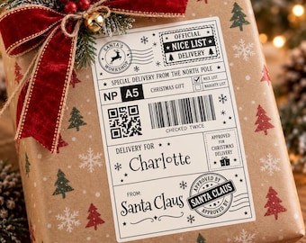 Personalised Santa Gift Labels | North Pole Express Mail Stickers | Christmas Parcel Labels | 4x6 Inch | From Santa Claus