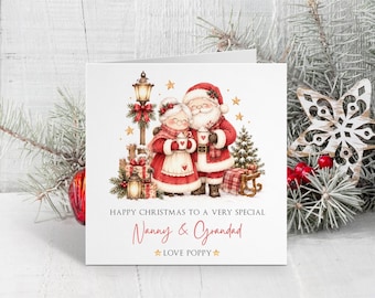 Personalised Nanny and Grandad Christmas Card ~ Grandparents Christmas Card ~ From the Grandkids Christmas Card ~ Nan and Grandad Christmas