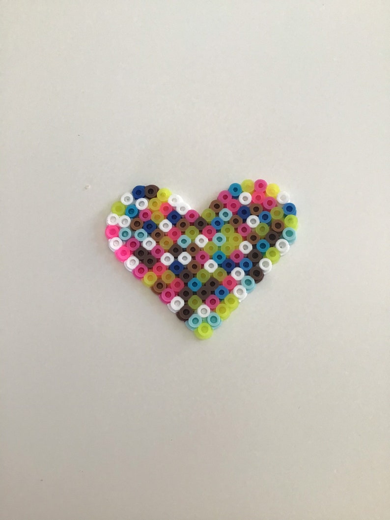 Small perler bead Colorful rainbow heart Tiny Perler Bead Etsy