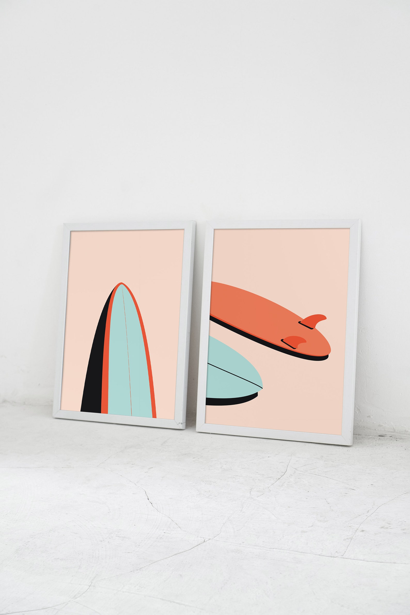 Surfboard Poster Summer Prints Water Sports Minimal Colorful Illustration Modern Wall Art Etsy UK