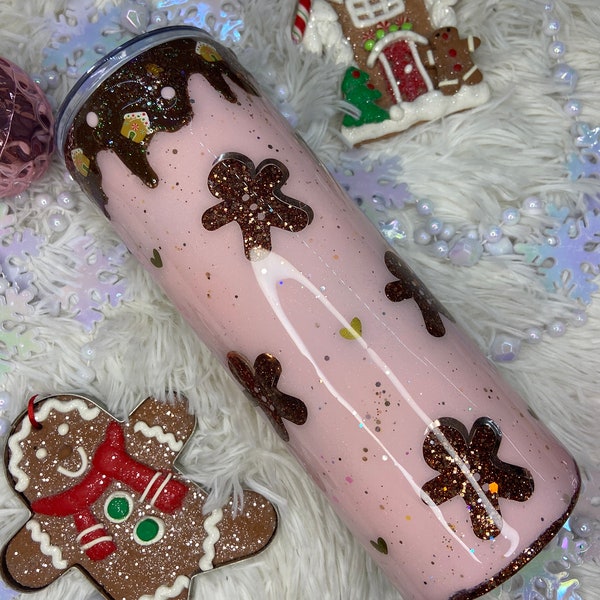 ¡LISTO PARA ENVIAR! Vaso de galletas de pan de jengibre, vaso de Navidad, vaso de Navidad de purpurina, regalos de Navidad, regalos para ella