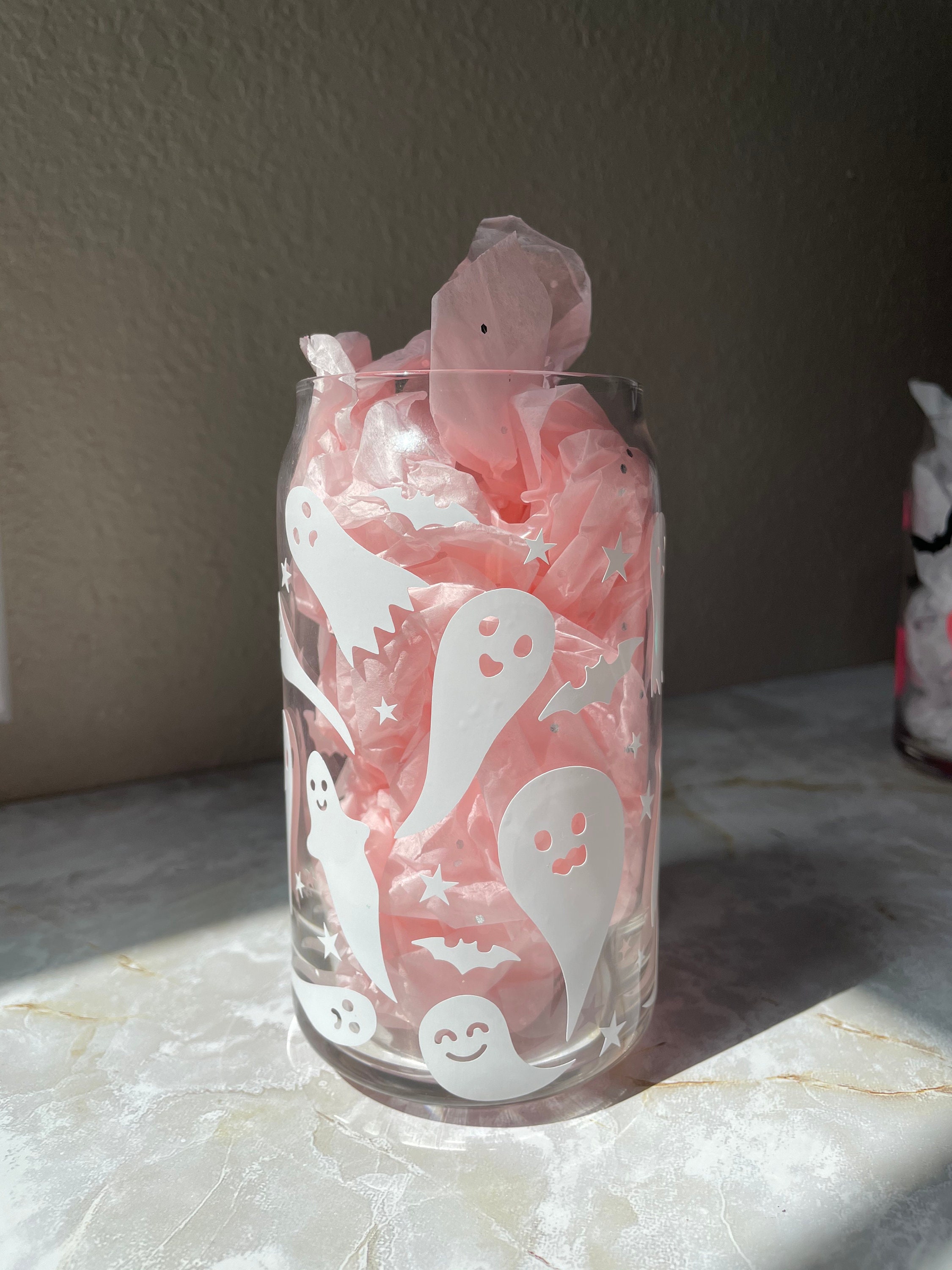 Ghost Beer Can Glass Halloween Cup Cute Halloween Cup Etsy