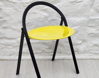 Lacquered Metal Folding Chair in Yellow and Black by Giorgio Cattelan for Cidue | Italian Postmodern Design | 1970s