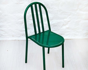 No. 222 Metal Stackable Dining Chairs in Green by Robert Mallet-Stevens | Bauhaus | Set of 2 (4 available)