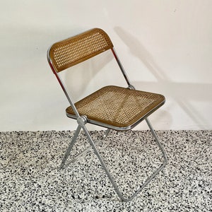 RARE Vintage Plia Cane Folding Chair by Giancarlo Piretti for Castelli | Italian Space Age | 1960s