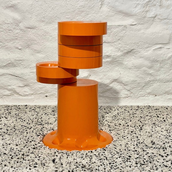 Rare Orange Pluvium Umbrella Stand Holder by Giancarlo Piretti for Anonima Castelli | Italian Space Age | 1970s