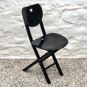 Wooden Folding Chair in Black | Postmodern Italian Design | 1980s