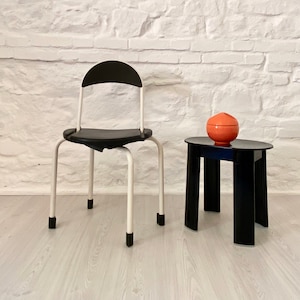 1980s Postmodern Folding Chair, Black Wood & Steel Design
