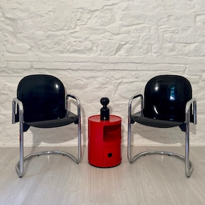 Dialogo Chromed Dining Chairs by Tobia Scarpa for B&B Italia | Set of 2