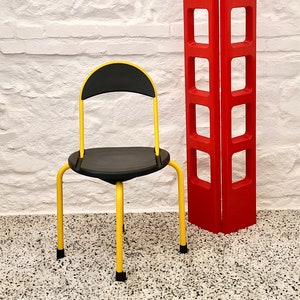 爆買いしたい 1980s Design Steel & Wood Black Chair, Folding Postmodern 椅子