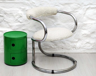 Chrome Tubular Dining Chair in Wool by Bonzanini for Tecnosalotto | Italian Space Age | 1970s