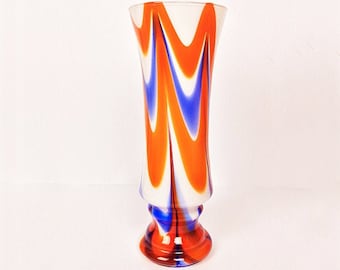 Murano Glass Vase in Red, White and Blue | Vintage Italian Design | 1970's | Two Available