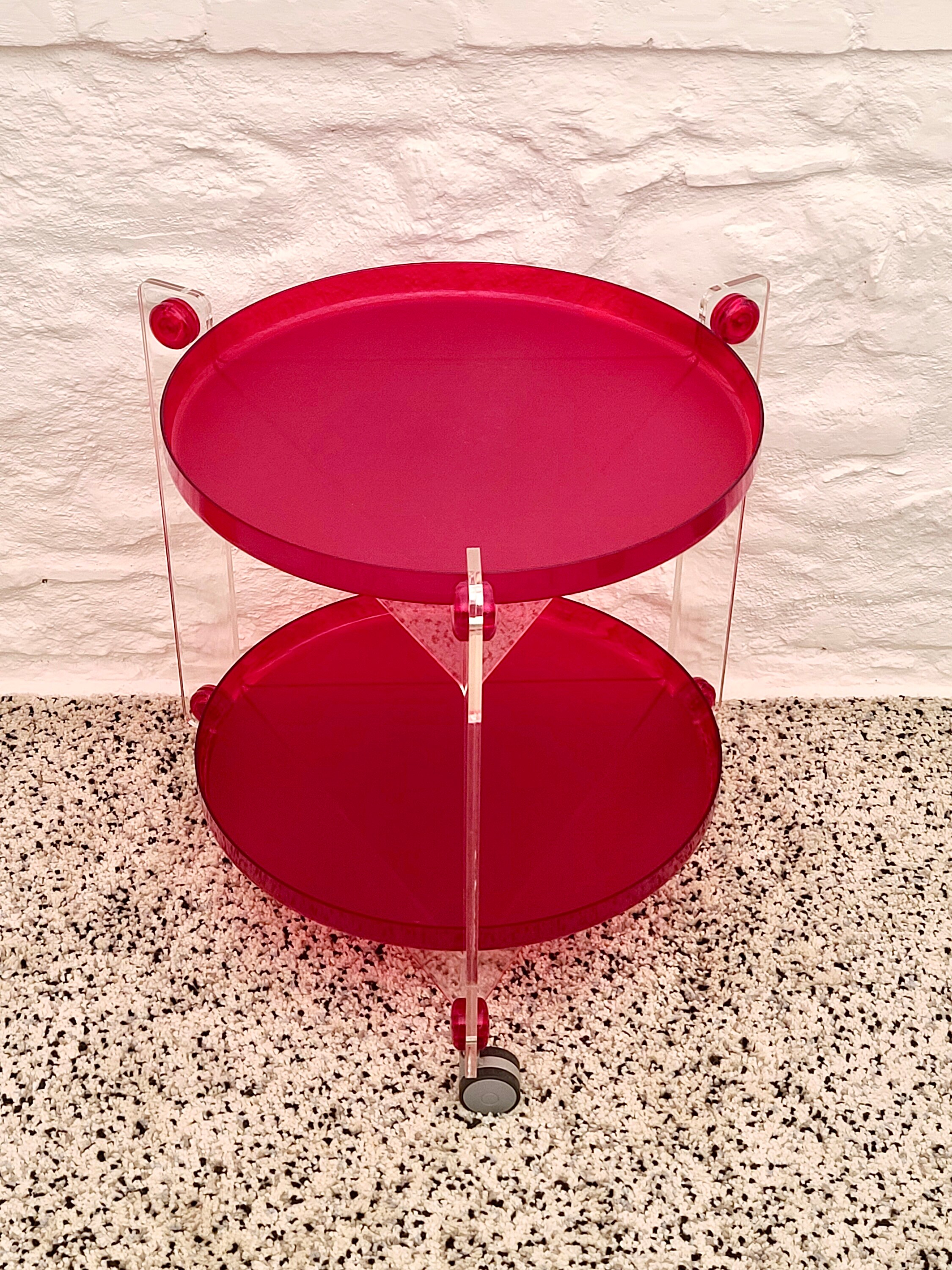 Red Clear Plastic Bar Cart Drinks Trolley Table by Luigi Etsy