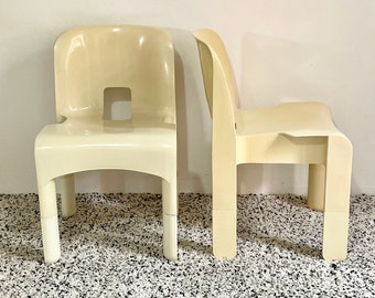 Rare Universale Model 860/861 Chair in White by Joe Colombo for Kartell | Italian Space Age | 1960s | Set of 2