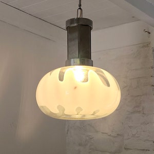 Murano Pulegoso Bubbled Glass Ceiling Pendant Lamp | Italian Space Age | 1970s