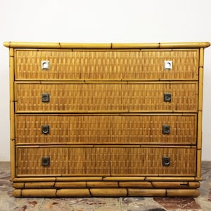 Kommode aus Bambusrattan und Messing von Dal Vera | Italienisches Midcentury Modern | 1960er Jahre