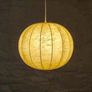 Round Cocoon Resin Hanging Lamp by Achille Castiglioni for Flos (36 cm) | Italian Midcentury Modern | 1960s