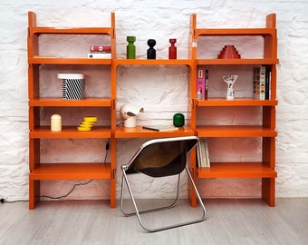 Modular Shelf System in Orange by Olaf von Bohr for Kartell (three columns) | Italian Space Age | 1960s