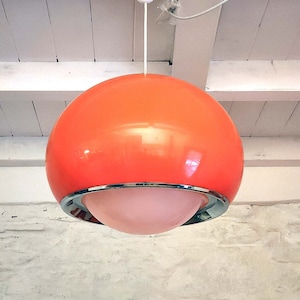 Knospe Pendellampe in Orange von Guzzini | Italienisches Space Age | 1960er Jahre