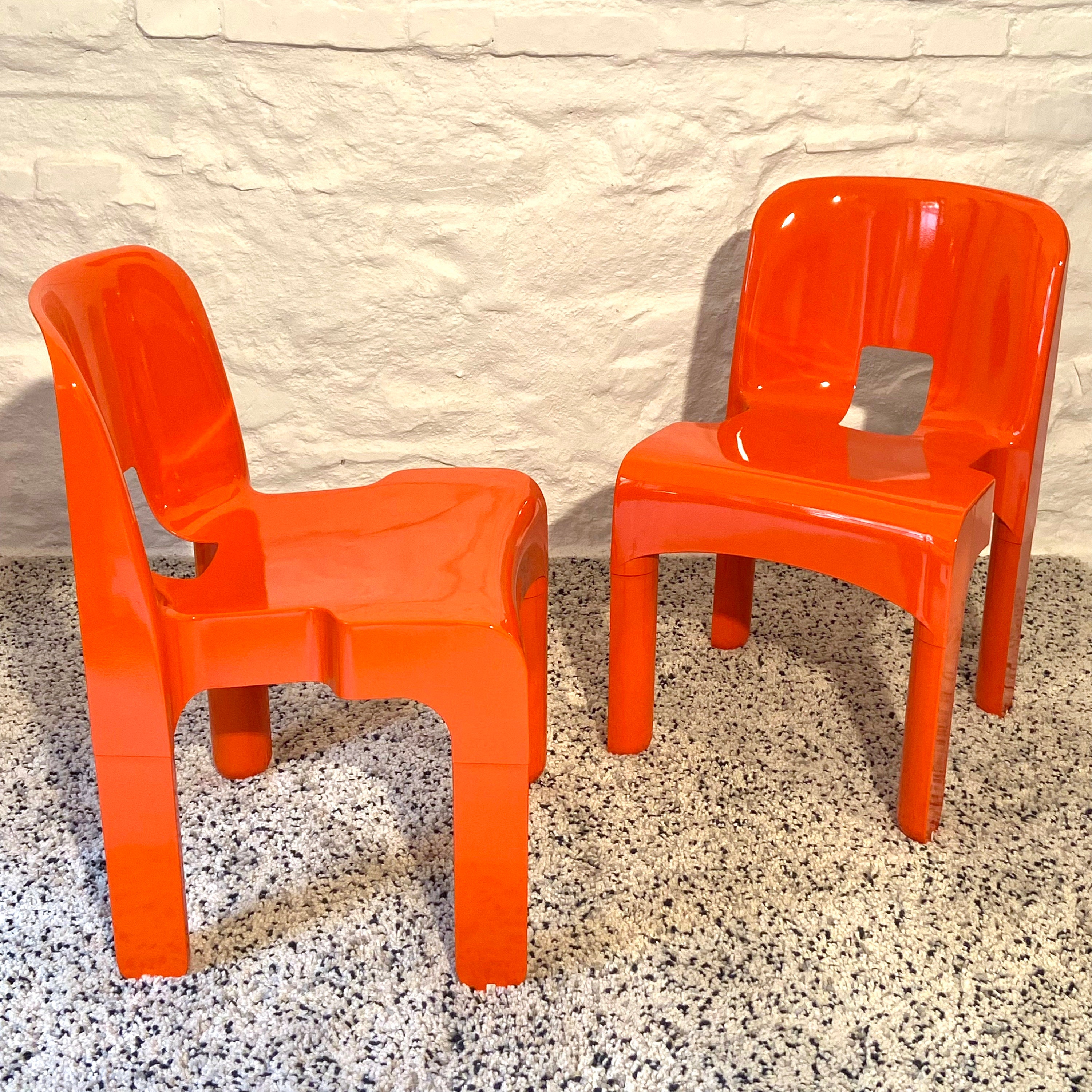 Universale Molded Plastic Chairs Model 4867 in Orange by Joe Colombo