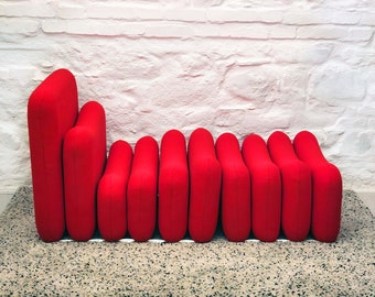 Additional System Lounge Chair and Ottoman in Red by Joe Colombo for Sormani | Italian Space Age | 1960s