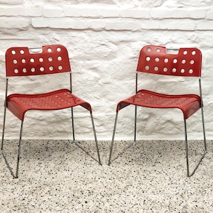 Omstak Chair in Red by Rodney Kinsman for Bieffeplast | Italian Postmodern | 1970s (2 Available)