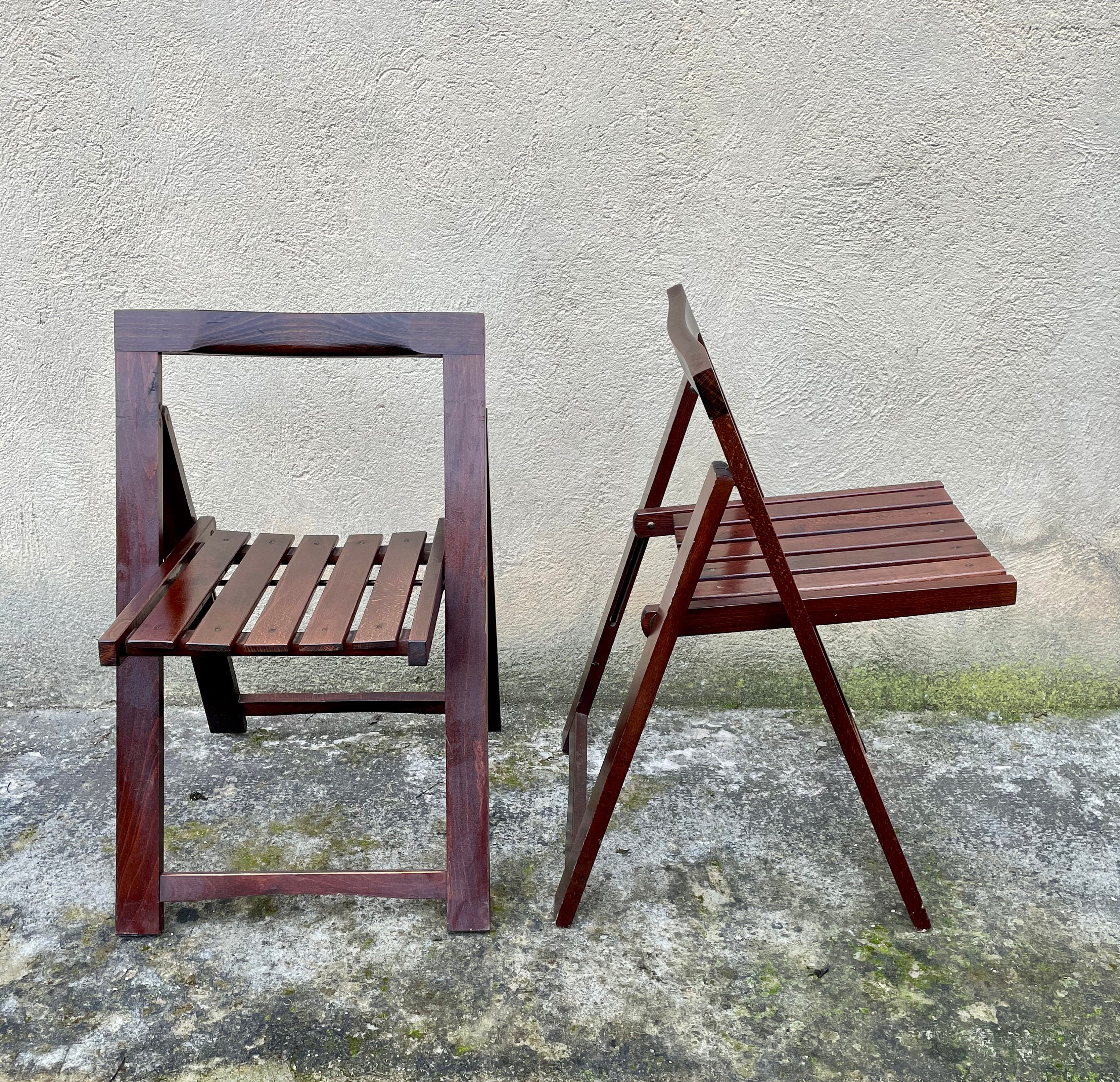 Coppia di sedie pieghevoli vintage Trieste bianche di Aldo Jacober per  Bazzani