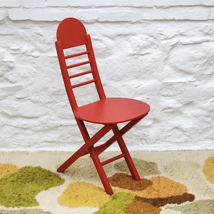 Wooden Folding Chair in Red | Postmodern Italian Design | 1980s