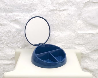 Roberta Vanity Makeup Box with Mirror in Blue by Makio Hasuike for Gedy | Italian Space Age | 1970s