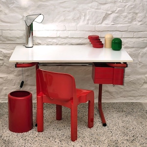 Drafting Table/Desk in Red by Joe Colombo for Bieffeplast | Italian Space Age | 1970s