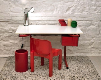 Drafting Table/Desk in Red by Joe Colombo for Bieffeplast | Italian Space Age | 1970s