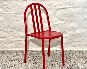 No. 222 Metal Stackable Dining Chairs in Red by Robert Mallet-Stevens | Bauhaus | Set of 2 (4 available)