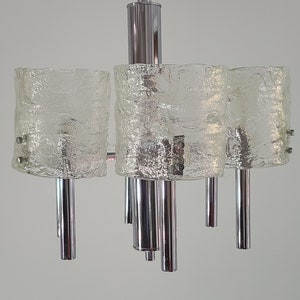 Murano Glas und Chrom Kronleuchter von Carlo Nason für Mazzega | Italienisches Midcentury Modern | 1960er Jahre