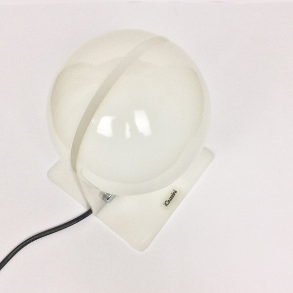 Sirio Table Lamp in White by Sergio Brazzoli and Ermanno Lampa for Guzzini | Itslian Space Age | 1970s