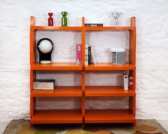 Modular Shelf System in Orange by Olaf von Bohr for Kartell (two columns) | Italian Space Age | 1960s