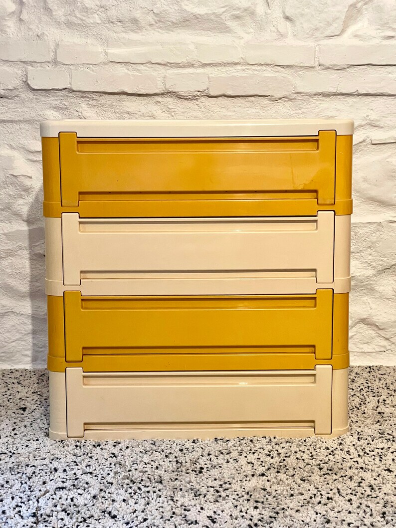 Yellow White Plastic Shoe Rack by Olaf Von Bohr for Etsy