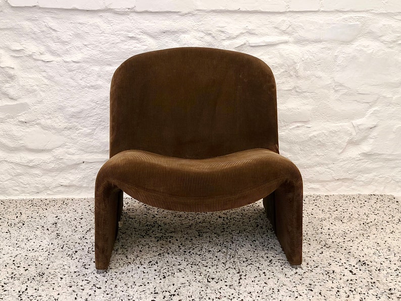 ALKY Lounge Chair in Brown Corduroy by Giancarlo Piretti for Anonima Castelli Italian Space Age 1970s image 2